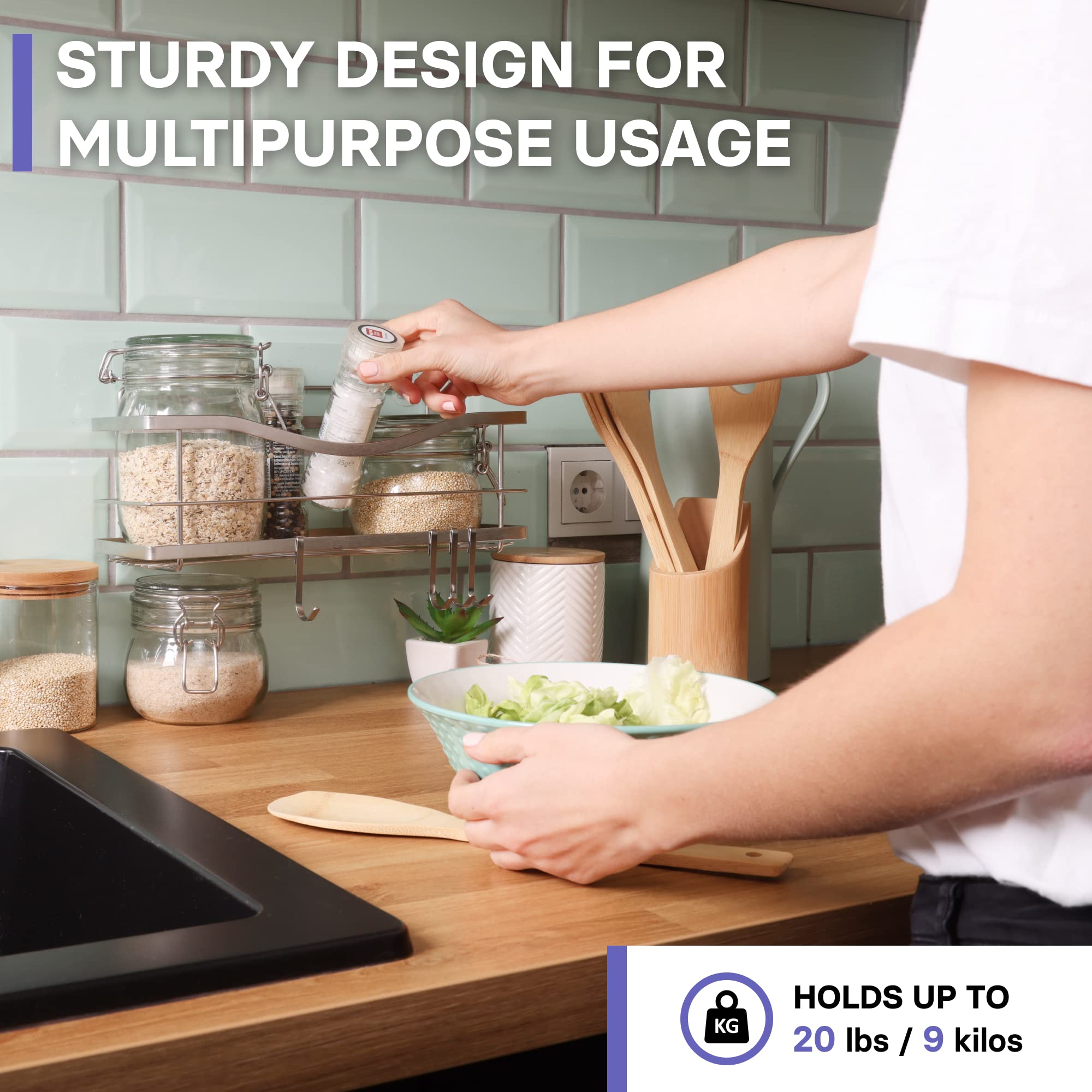 KINCMAX Shower Shelf Self Adhesive Shower Caddy with 4 Hooks No