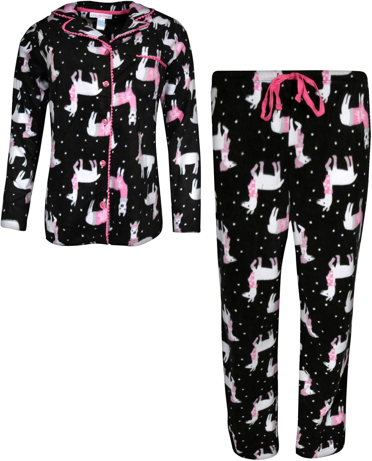 Pillow Talk Women’s Sleepwear Microfleece Cozy ButtonUp Pajama Top