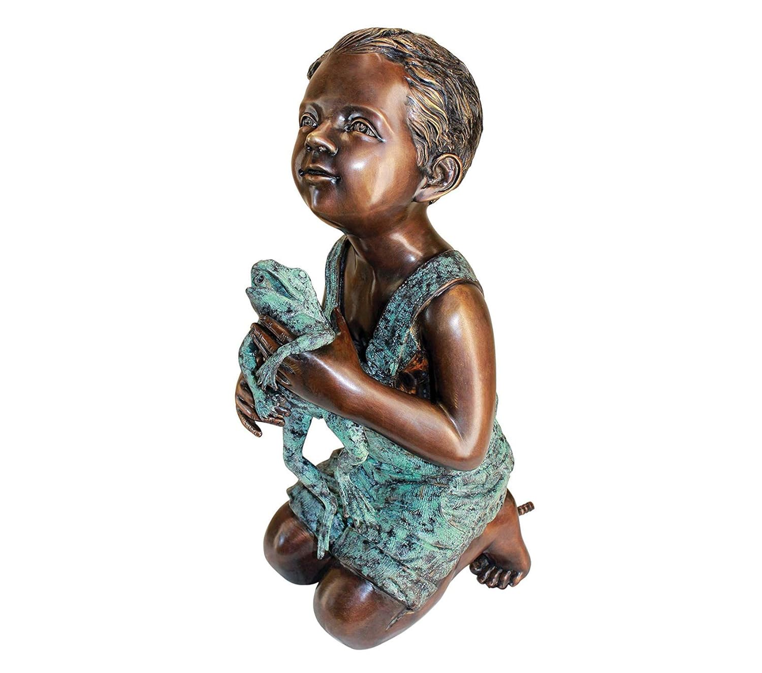 Outdoor Garden Backyard Décor Patio Premium New Friend, Boy with Frog Cast Bronze Garden Statue Decorative Design