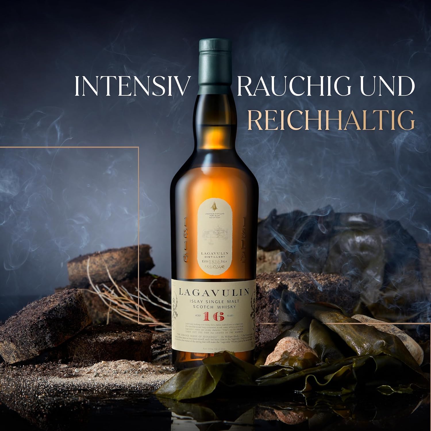Lagavulin 16 Jahre Islay Single Malt Scotch Whisky, 43 % vol| rauchig, intensiv, torfig, süßer und salziger Single Malt Whisky, in Geschenkbox, gereift in Eichenfässern, 700ml 5