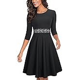 HOMEYEE Women's Cocktail A-Line Embroidery Casual Party Summer Wedding Guest Dress A079