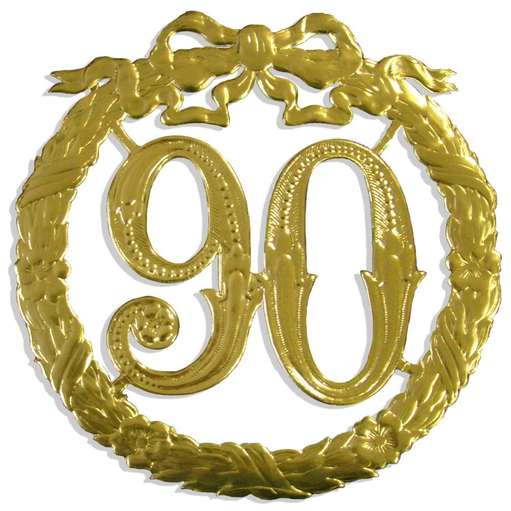 Kunze Dresden Party Anniversary Jubilee Number 90, 9-1/2-Inch, Gold