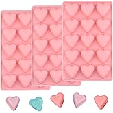 EDUEE Heart Chocolate Molds Valentine's Candy Molds 3 pcs Silicone Heart Mold for Resin Jelly Ice Cube Cupcake Cake Topper Decoration
