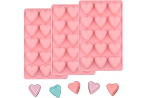 EDUEE Heart Chocolate Molds Valentine's Day Candy Molds 3 pcs Silicone Heart Mold for Resin Jelly Ice Cube Cupcake Cake Topper Decoration