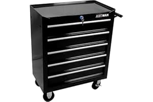 nifoti 5-Drawer Tool Cart on Wheels, Rolling Tool Chest Storage, Trolley Organizer for Garage, Warehouse, Workshop, Repair Shop (5 Large Drawers-29.3"H-Black)