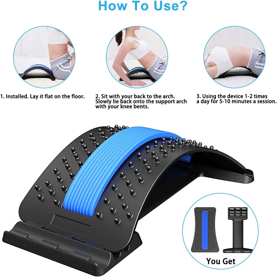 Bcway Back Stretcher, Multi-Level Lumbar Back Device for Upper and Lower Pain Relief,Herniated Disc,Sciatica, Scoliosis,Spine Deck on Bed Chair Car: Health & Personal Care