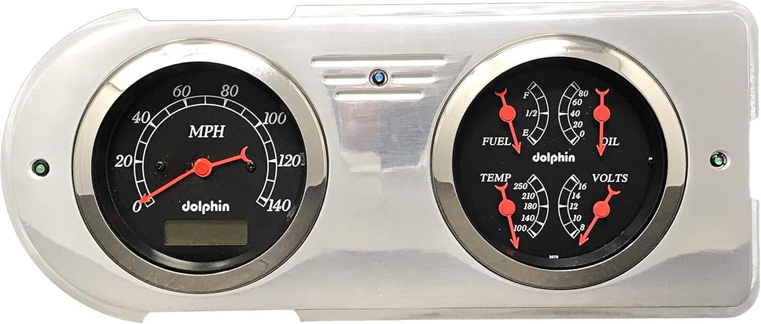Dolphin Gauges Compatible with 1948 1949 1950 Ford Truck 2 Gauge Dash Panel Insert Set Quad Style Programmable Black