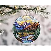 Rocky Mountain National Park Stained Glass Look Ornament - National Parks Christmas Keepsake, Travel Souvenir, Ceramic Gift Printed on Both Sides