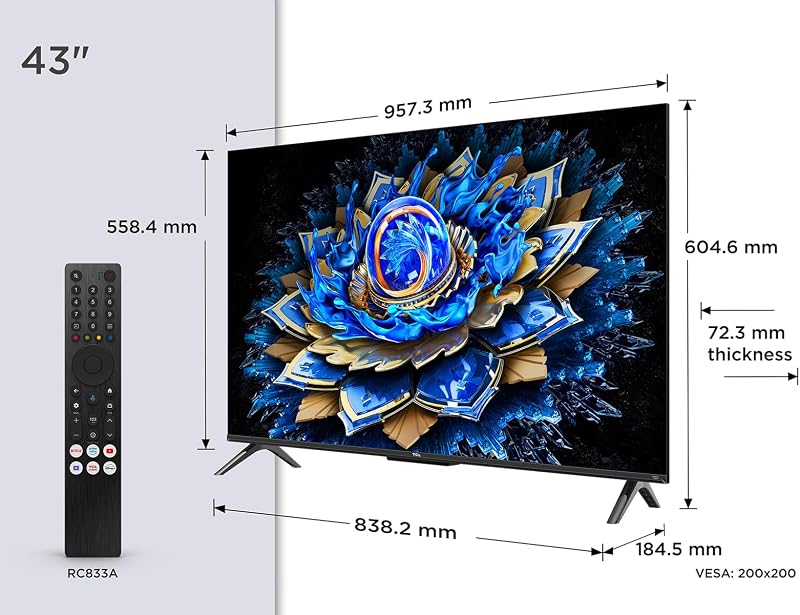 43T69C – Smart TV QLED 4K HDR10+ da 43", Google TV con Dolby Atmos