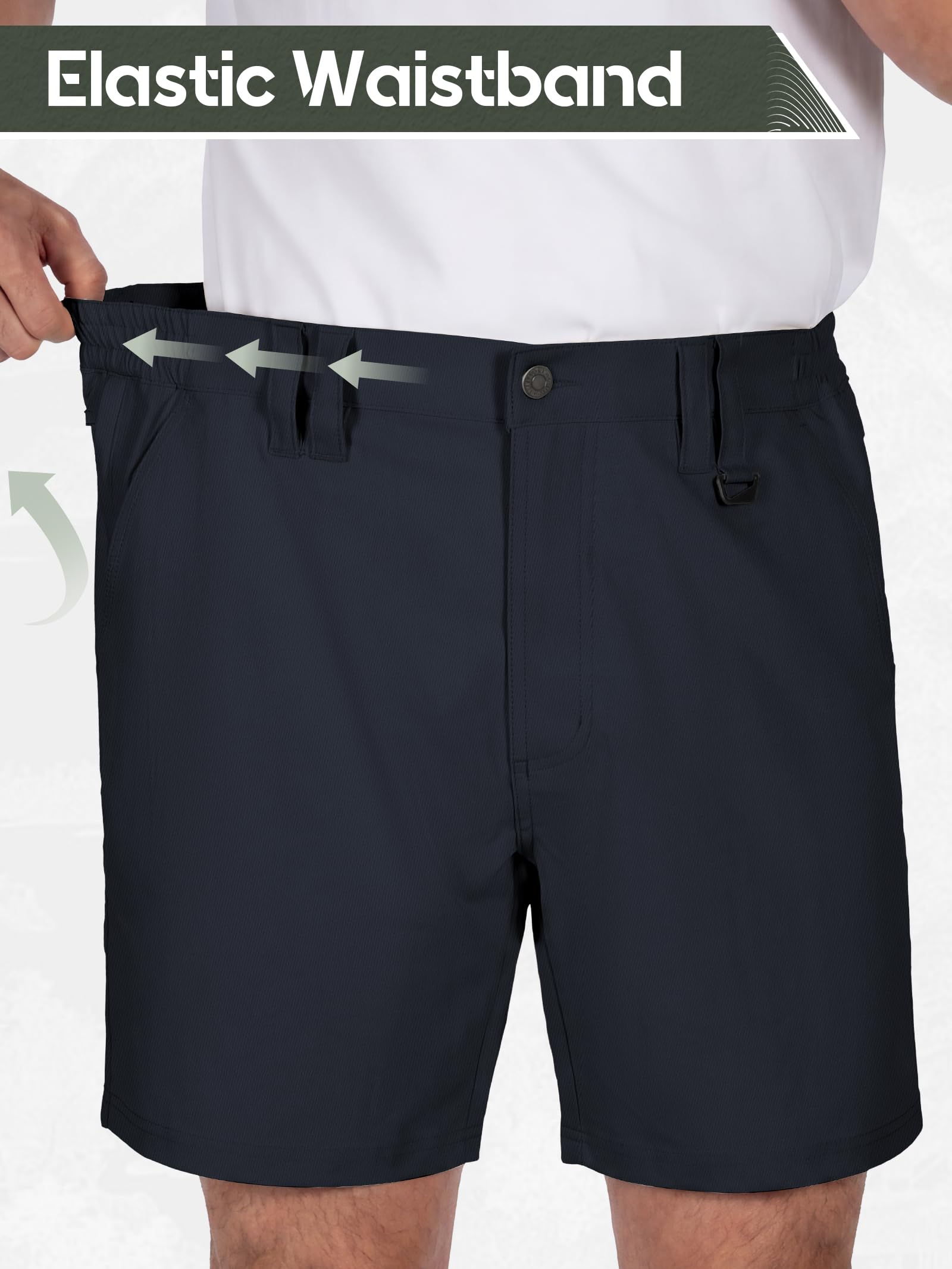 IGOLUMON Golf Shorts Herren Kurz mit 4-Way-Stretch Wanderhose Herren Cargo Chino Shorts für Outdoor & Freizeit Bequeme Kurze Hose 34W*9L-Dunkelblau 6
