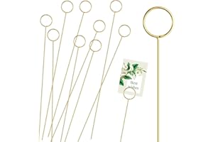 GAADSKCER 10 Pcs Metal Floral Place Card Holder, 12.2 Inches Flower Card Holder Gift Card Bouquet Kit for Bouquet Holder Wedding Party Birthday Party (Round)