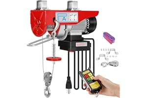 KIARIXO 850LBS Electric Hoist, 110V Winch with Wireless Remote Control, 850W Electric Lift Hoist Single/Double Slings 40ft Lifting Height with Emergency Stop for Garage Warehouse Factory