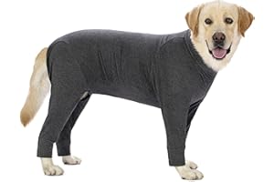 MIAODODO Grey Dog Surgery Recovery Suit Female Male for Dogs After Surgery Medium Large Dogs Onesie,Lightweight Dog Recovery Suit for Shedding Prevent Licking Surgical Wound,Dog Pajamas Pjs Clothes, Full Belly