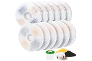 ELXXROONM 12 Pack Cat Water Fountain Filter Replacement Compatible with Catit, Cat Fountain Filters Compatible with Catit Design Senses Fountain/Flower Fountain/Senses 2.0 / Fresh & Clear Stainless Steel