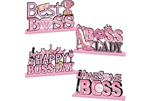 CUIXINCLT Boss Day Decorations Pink Table Wooden Centerpiece Best Boss's Ever Theme Happy Women Boss Lady Day Decorations for Office