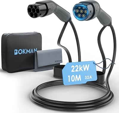bokman Type 2 EV Charging Cable 32A 22KW 10m 3 Phase Mode 3 Type 2