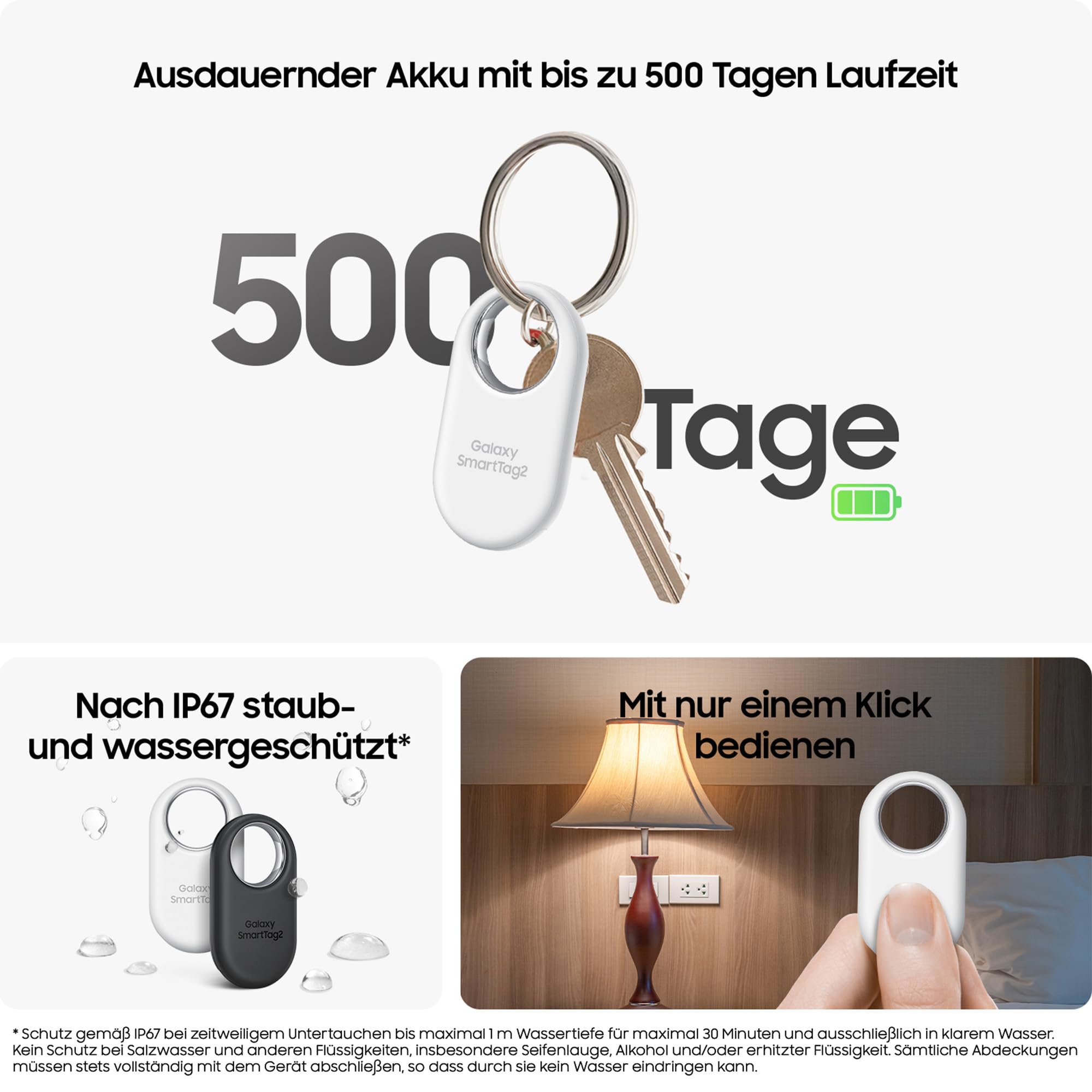 Samsung Galaxy SmartTag2 Bluetooth-Tracker, Kompassansicht, Suche in der Nähe, mit bis zu 500 Tage Laufzeit, wassergeschützt, Weiß (1 Stück) 4