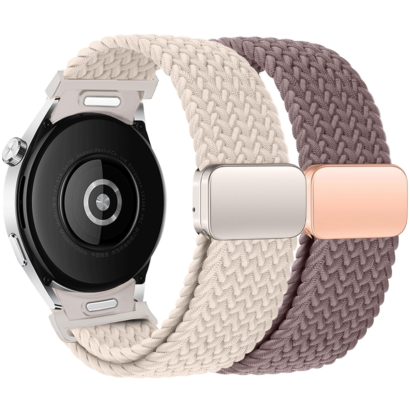 One Click Galaxy Watch 7 Band for Samsung Galaxy Watch 7 6 5 4 FE Band 40mm 44mm/6 Classic 47mm 43mm/4 Classic 46mm 42mm/5 Pro 45mm Band 20mm Elastic Braided Fabric Magnetic/Adjustable Strap