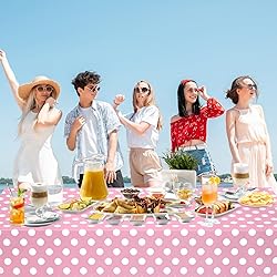 WNINK 6 Pack Light Pink and White Polka Dot