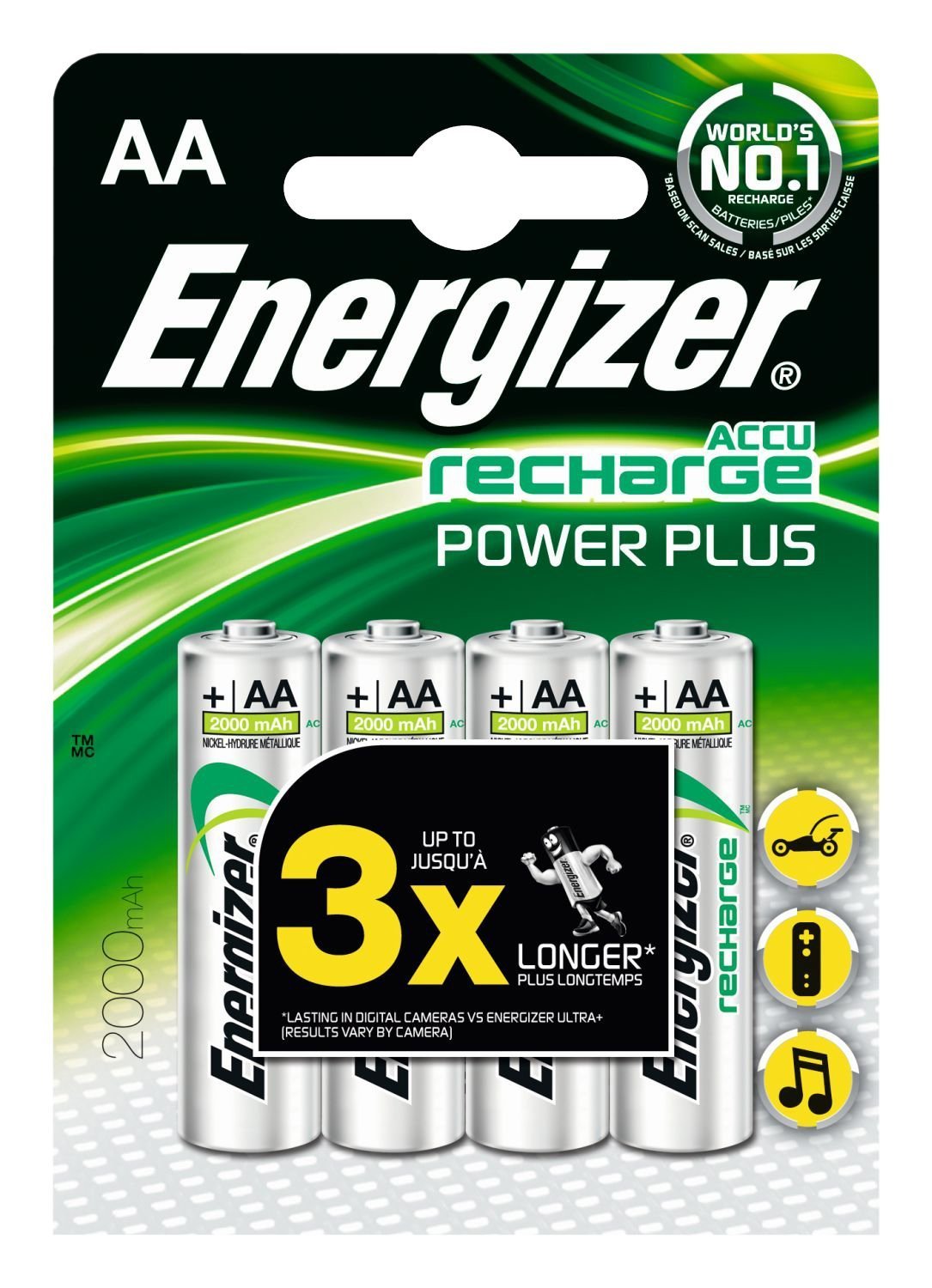 Energizer Accu Recharge Power Plus Rechargeable AA Batteries, 4 each