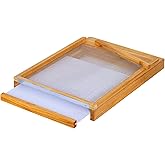 MayBee 8 Frame Screened Bottom Board Bee Hive Bottom Board - 100% Beeswax Dipped Solid Wood Base with Entrance Reducer & Ventilation, Durable Beekeeping Supplies for Langstroth Beehives