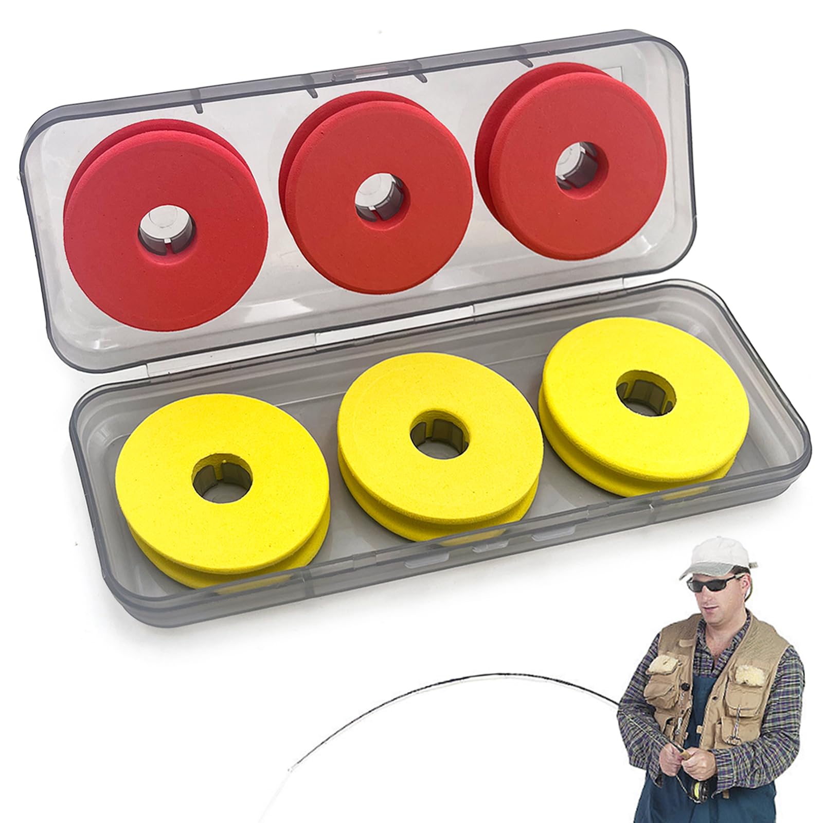 XPOOP 6 Pcs Fishing Foam Spools for Fishing Line, Fishing Line Storage, Foam Fishing Winding Board Fishing Line, for Storing Fishing Lines and Accessories