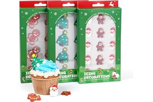 MILOVIN Edible Christmas Cookie Decorations, Edible Gingerbread Men, Christmas Tree, Santa Claus Icing Decorations, Gingerbread House Decorations, Perfect for Cupcakes, Cake, Cookies, and Ice Cream Topping