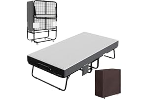 MUTUN 75" x 31" Folding Bed with Mattress, Foldable Portable Rollaway Guest Bed for Adults, Cot Fold-Up Bed with Fabric Stora