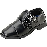 Josmo Boys Dress Shoes - Hook and Loop Double Monk Strap Cap Toe Oxford Loafers (Sizes 7-10 Toddler/Sizes 11-12 Little Kid)