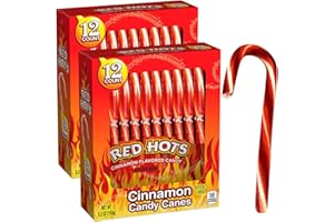 SWEETSIDE CANDY CO. Red Hots Cinnamon Flavored Candy Canes, Delicious Artificially Flavored Cinnamon Candy Canes Indivially Wrapped Sweets for Holiday Family Indulgement, Giant Candy Canes for Kids, 24 Count