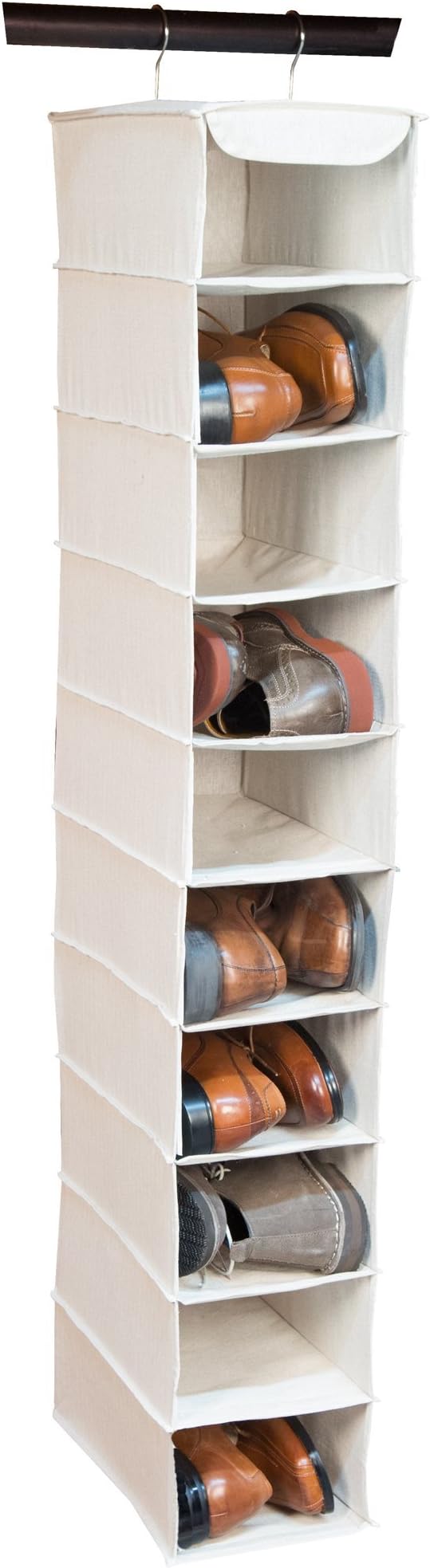 shoe dividers shelves on Amazon Com Richards Arrow Weave Large 10 Shelf Hanging Shoe Organizer Beige 1 Natural Beige Home Kitchen
