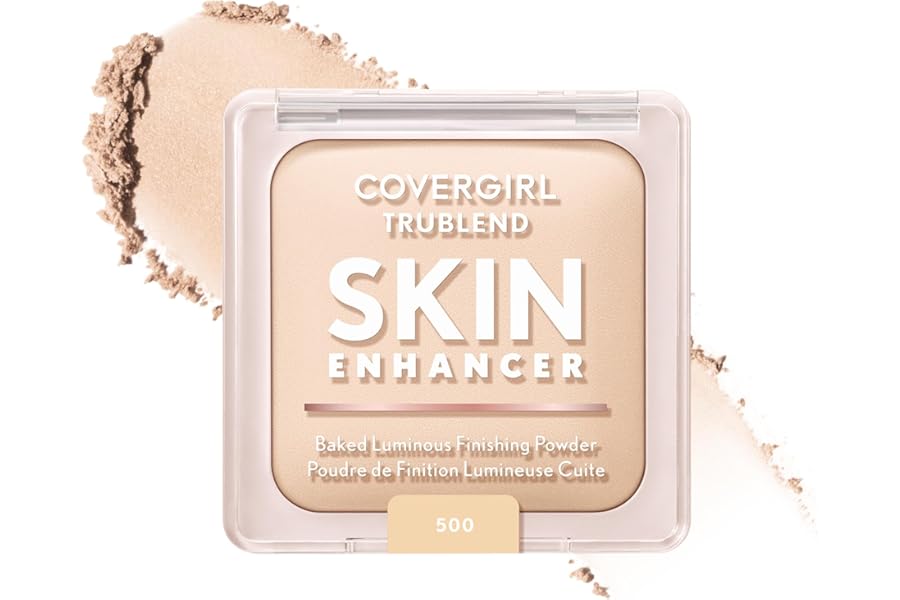 COVERGIRL TruBlend Skin Enhancer Baked Luminous Finishing Face Powder, with Hyaluronic Acid and White Rose Extract, Sheer & Buildable - 500 Sugar Cookie