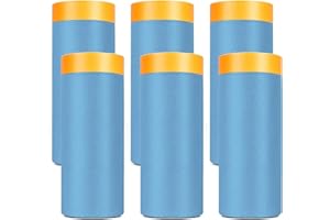 XIANSHENGLE Painters Plastic With Tape,Tape and Drape, Automotive Pre-Taped Masking Film | 6 Rolls | Self-Adhesive Painting Drop Film | Plastic Dust Sheets for Decorating, Cars Painting | 60 in x 65 feet