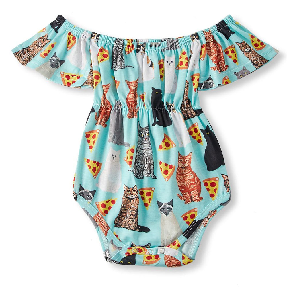 BFUSTYLE Toddler Little Kids Rompers Short Sleeve Dresses Outfits Romper with snap Closure for 6-12 Months Baby Girls Casual Clothes Pajamas