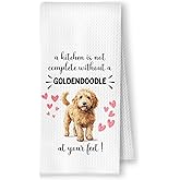 YRDBGHZDF Goldendoodle Gifts Kitchen Towels, Golden Doodle Gifts for Women Men Dish Tea Towels, A Kitchen is Not Complete Without a Goldendoodle Decorative Hand Towel, 16x24 Inch