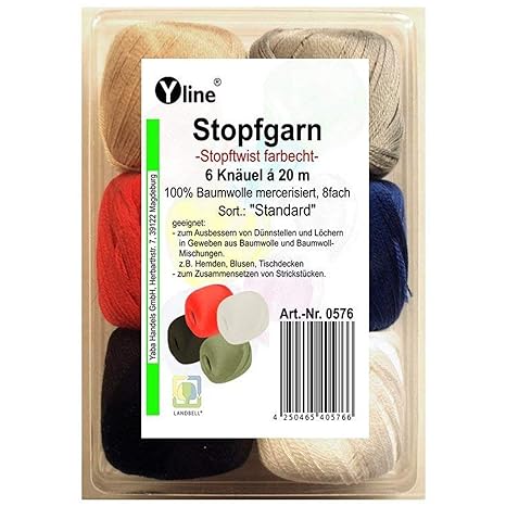 Sortiment Stopfgarn Stopftwist 6 Knäuel 100% Baumwolle (Standard), sl, 0576