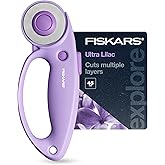 Fiskars Loop Rotary Cutter, Explore Collection Ultra Lilac, Precision-Ground Steel Blade for Fabric, Felt and Vinyl, 45mm
