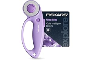 Fiskars Loop Rotary Cutter, Explore Collection Ultra Lilac, Precision-Ground Steel Blade for Fabric, Felt and Vinyl, 45mm