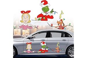ONIBOGO Christmas Car Decals Decorations, 3 Pcs Waterproof Cute Cartoon Christmas Car Stickers, Funny Holiday Decal for Car Window Wall Laptop Holiday Gift (Style C)