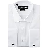 MrDoubleCollar Double Cuff Formal Oxford Blue Shirt Slim Fit Include Metal Cufflinks Long Sleeve