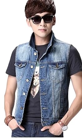 Amazon メンズ ベスト デニムベスト ノースリーブジャケット