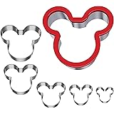 Hibery 6 Pack Mickey Mouse Cookie Cutter, Metal Mickey Head Cookie Sandwich Cutter Set for Cakes and Cookie Baking