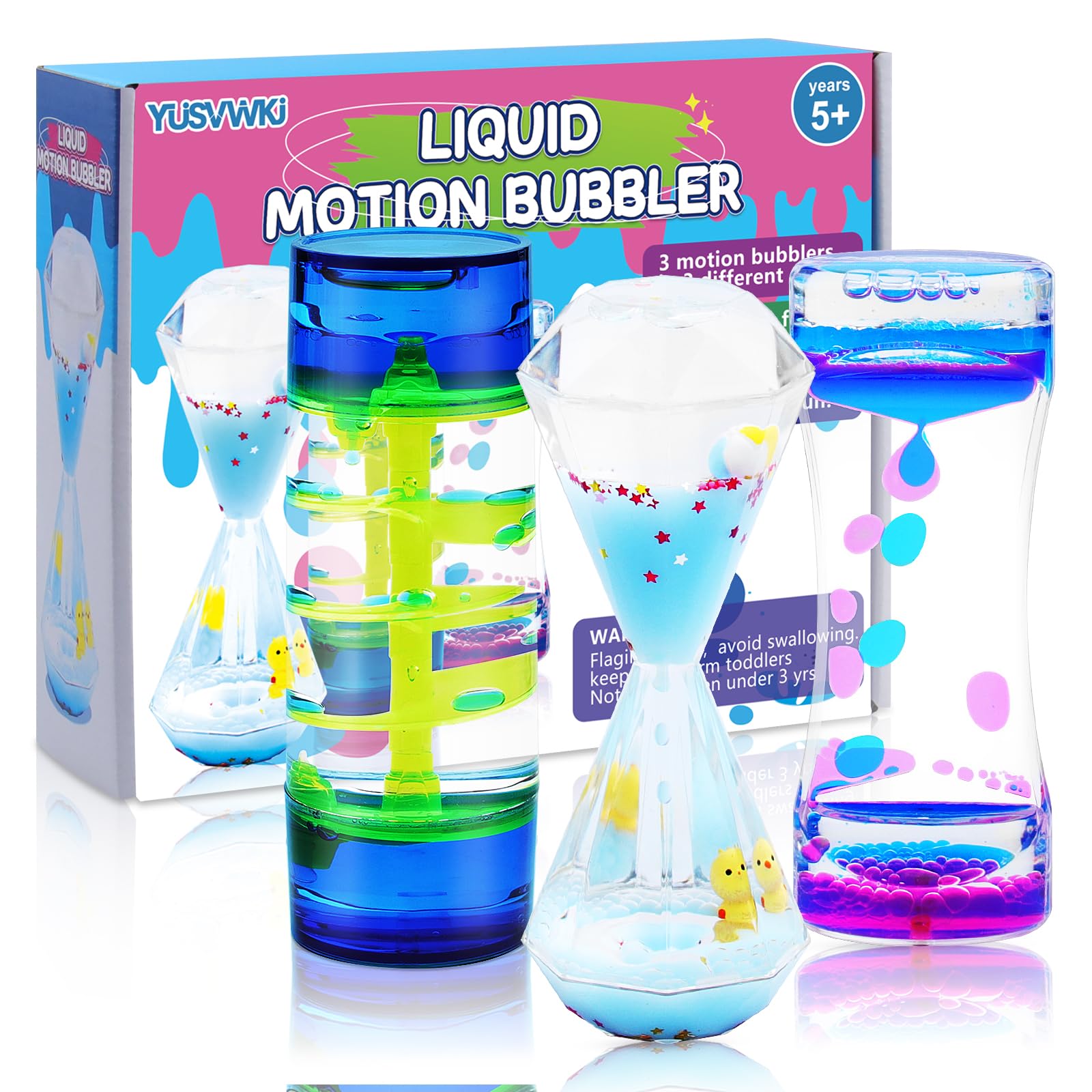 yusvwkj Sensory Toys for Autism, 3 PCS liquid motion bubble timer for Kids & Adults,Sensory ooze tube Hourglass for ADHD, Relaxation & Stress Relief, Home Office Desktop Decompression Gift