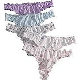 GORGLITTER Women's 5pack Cute Panties Floral Print Low Rise Frilly Panties Coquette Underwear Set