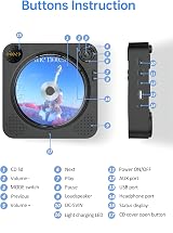 Arafuna Portable Bluetooth CD Player w/ FM Radio, Speakers, Remote, AUX, USB - view 7