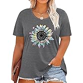 Plus Size Tshirts for Women Graphic Tees Summer Casual Tops Loose Cute Trendy Clothes Tee Shirt