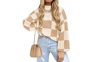 ZESICA Women's 2025 Fall Fashion Turtleneck Long Sleeve Striped Ribbed Knit Loose Pullover Sweater Tops