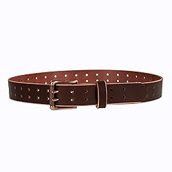 Men’s Classic Leather Belt, Double Prong Retro