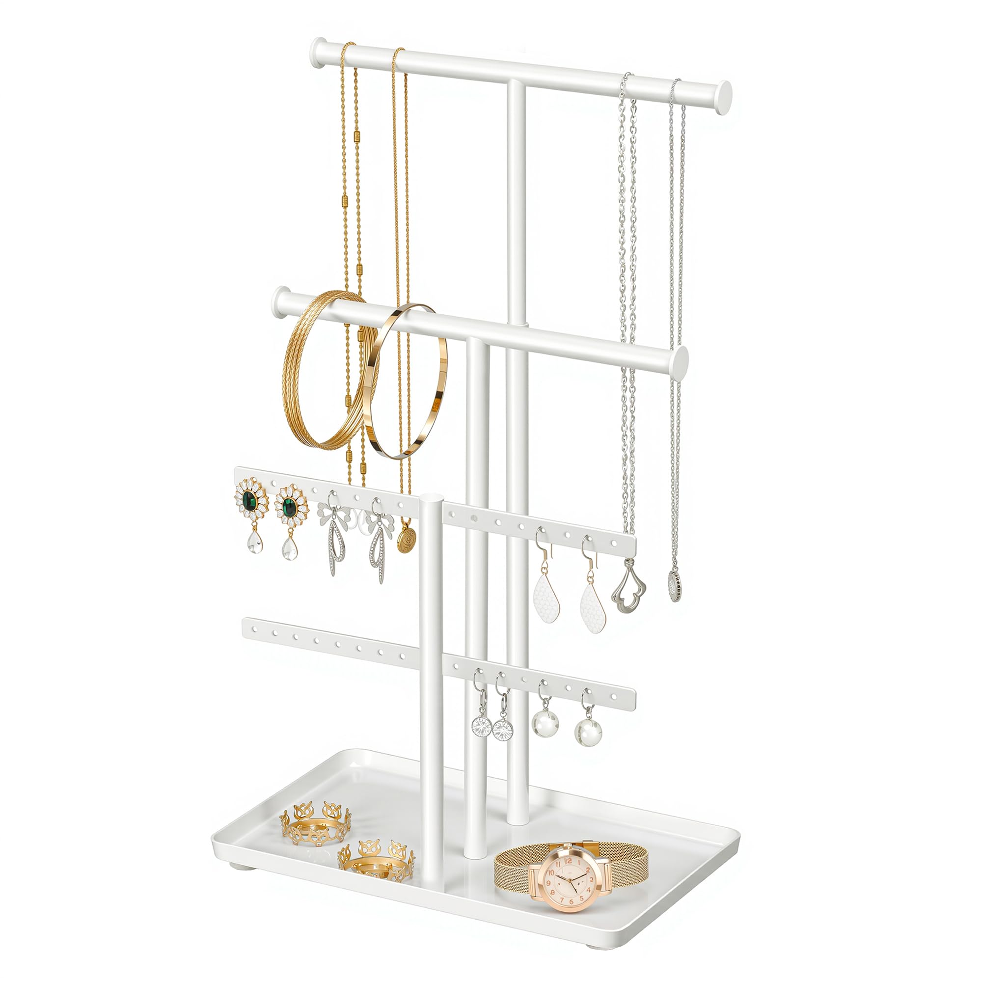 Josmimic Jewelry Holder Organizer Necklace Display: Metal Aesthetic Room Decor Tree Stand for Bracelet Hanger and Earrings Storage