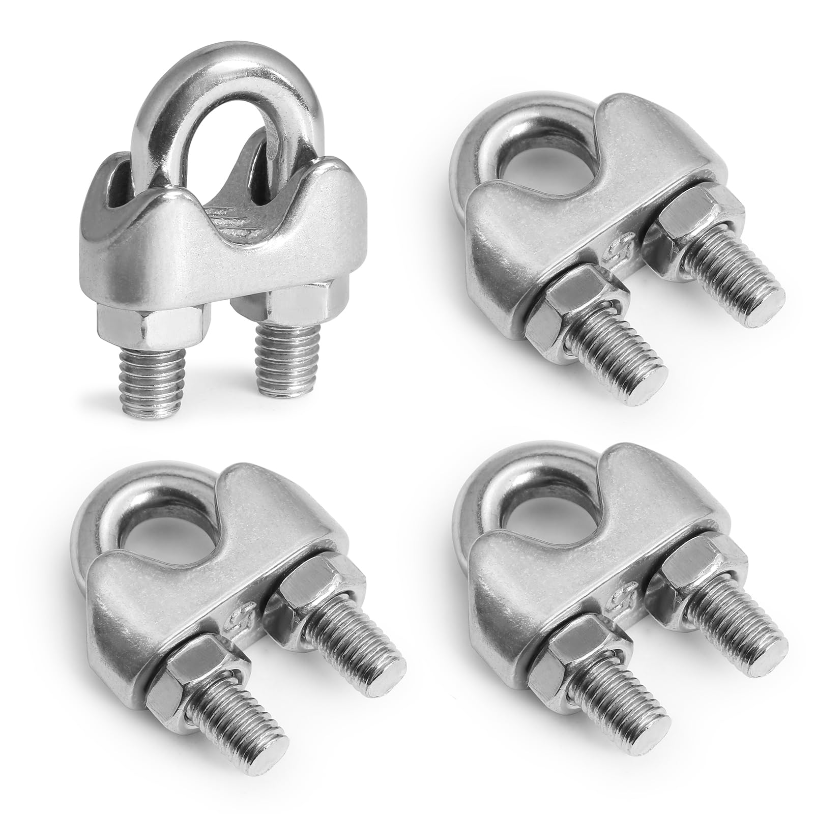 Photo 1 of Jamiikury 4pcs M5 Wire Rope Clamp, 3/16 inch Cable Clamps Stainless Steel Wire Rope Clips